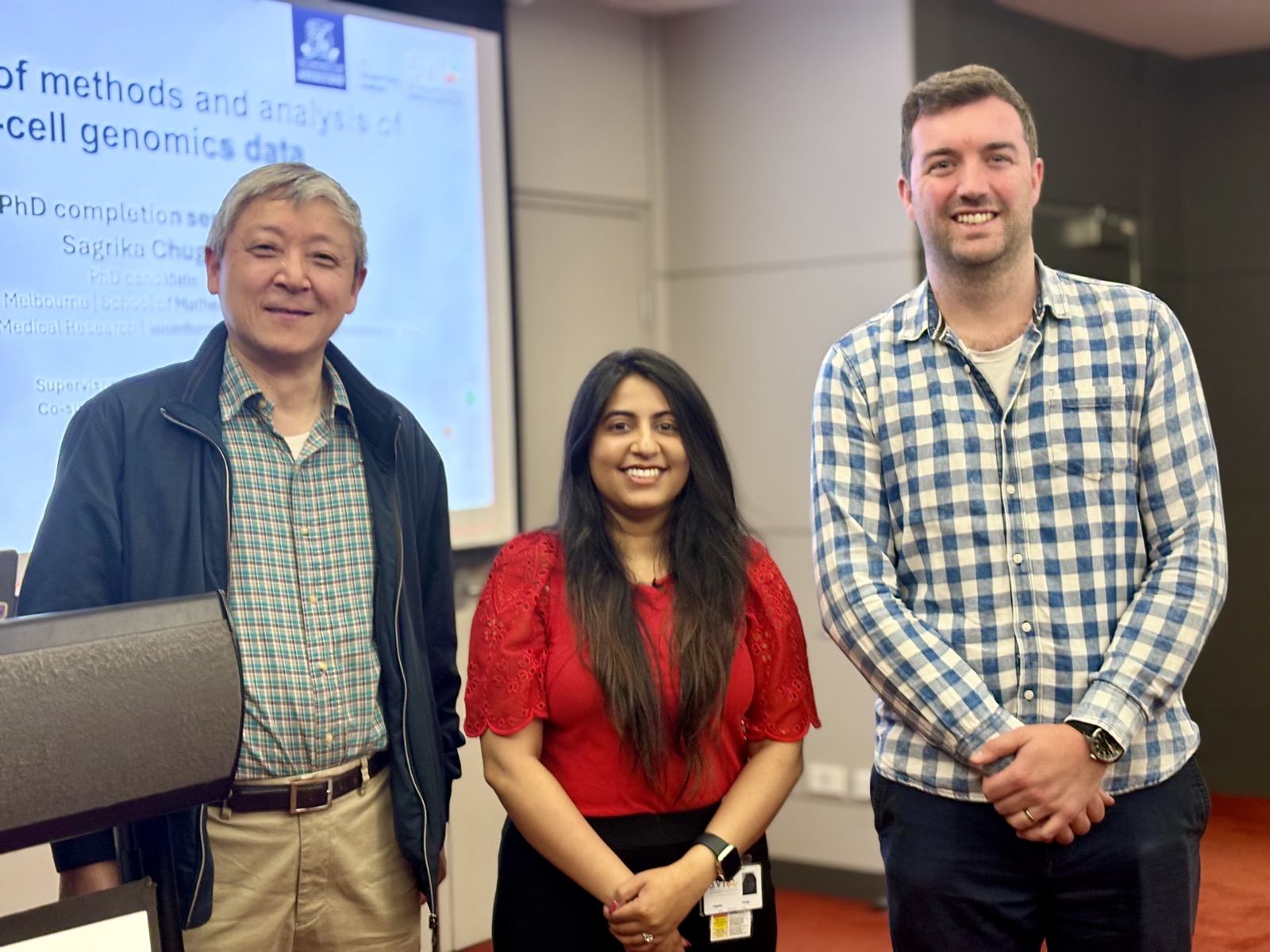 Sagrika Chugh with supervisors after final thesis seminar